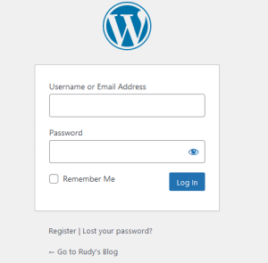 wordpress login screen